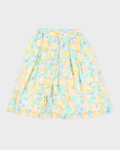00s Yellow Patterned Midi Skirt - XS