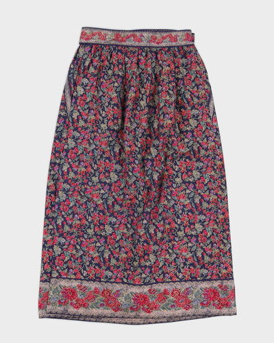 Blue And Pink Floral Wrap Skirt - S