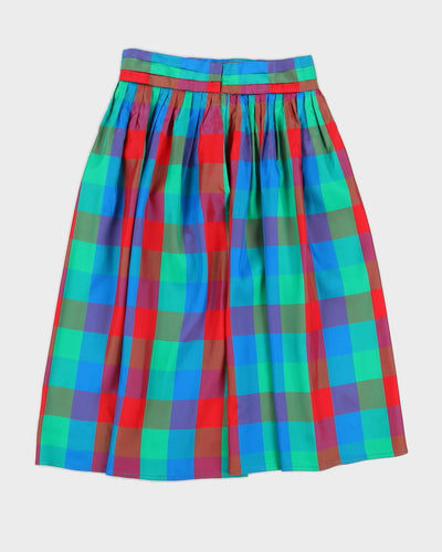 1990s Sportsville Checked Midi Skirt - S