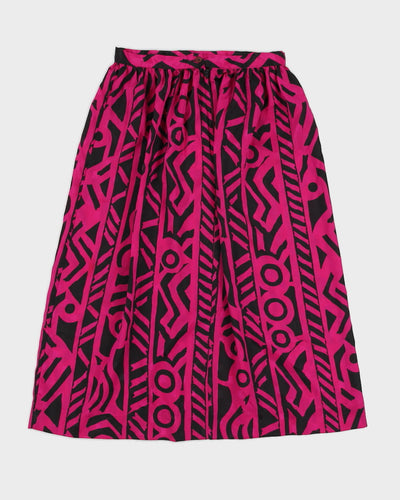 1990s Purple Patterned Midi Skirt - S