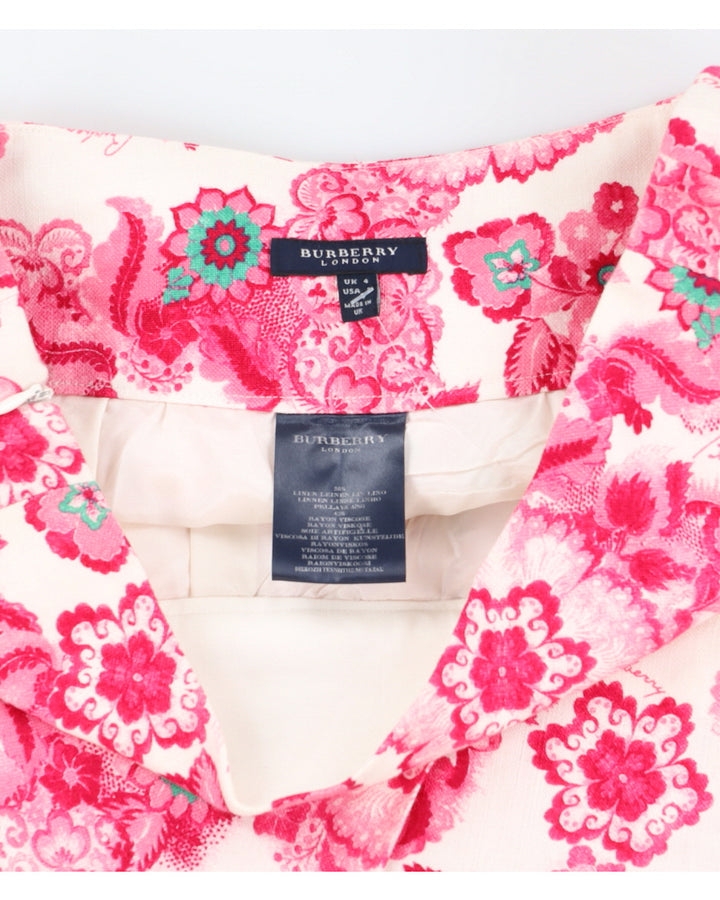 Burberry Pink Floral Linen Skirt - M