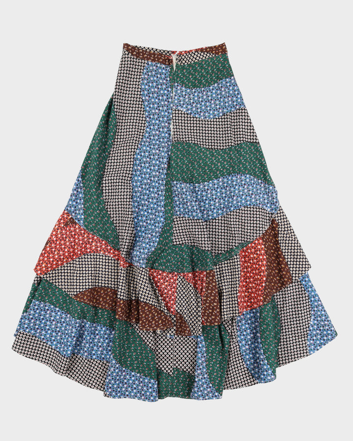 1970s Patchwork Tiered Skirt - S