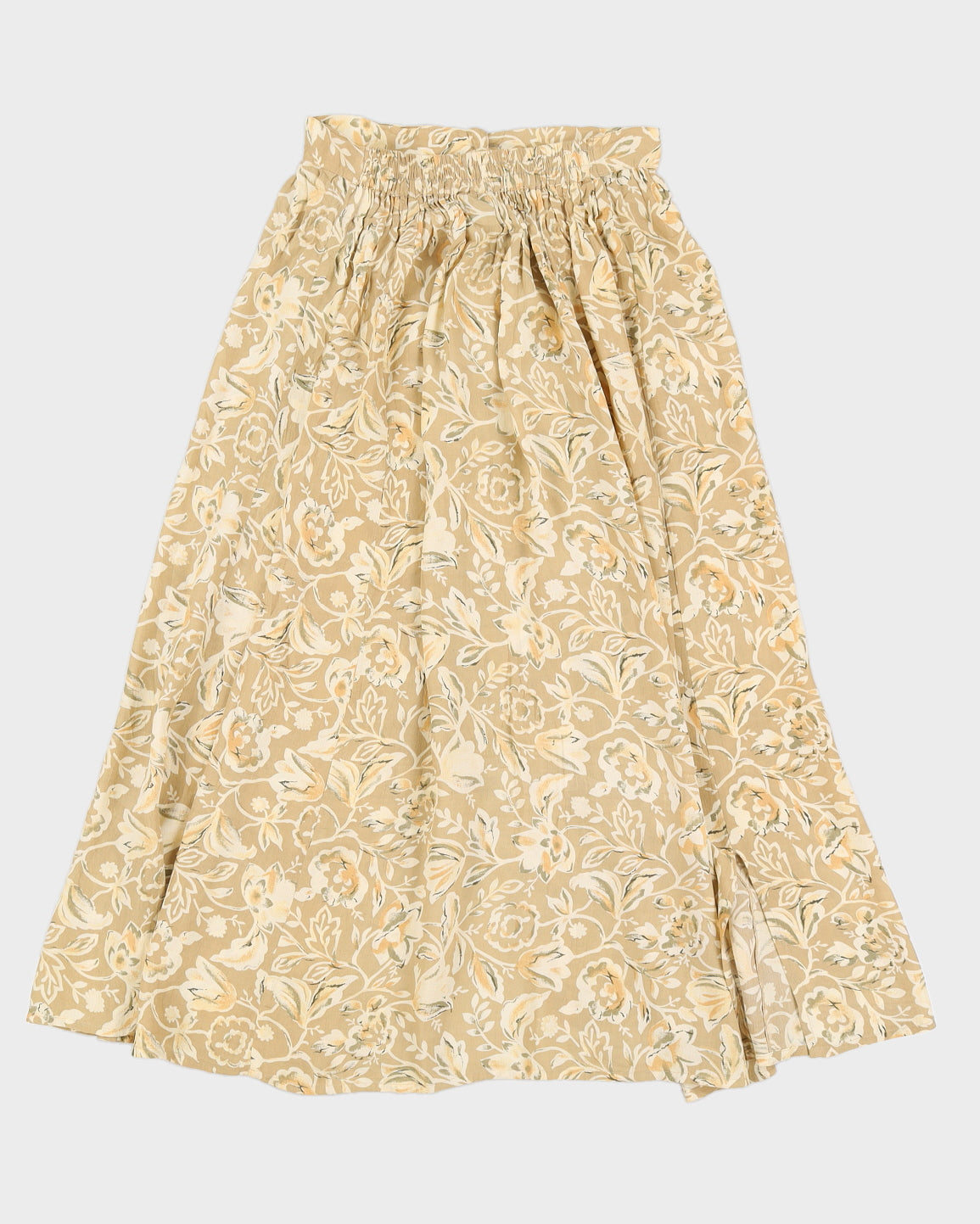 Vintage 90s Symphony Beige Floral Button Down Skirt - M