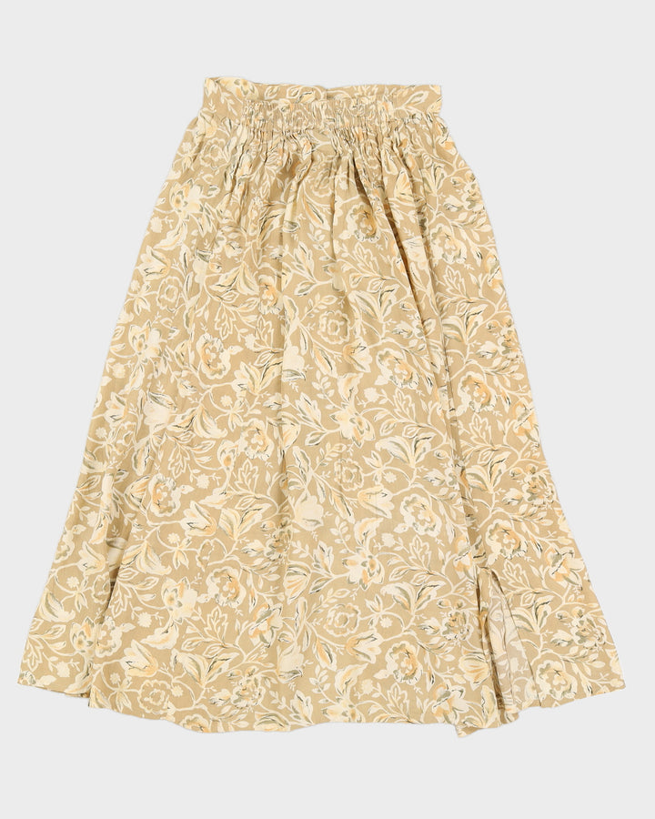 Vintage 90s Symphony Beige Floral Button Down Skirt - M