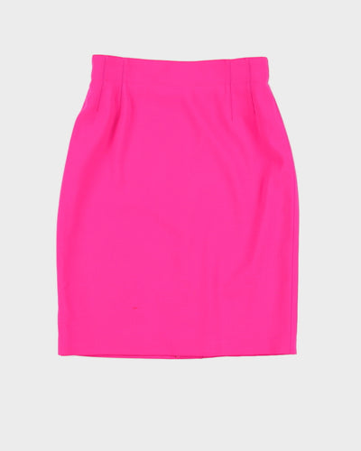 Vintage 90s Escada Hot Pink Wool Skirt - S/M