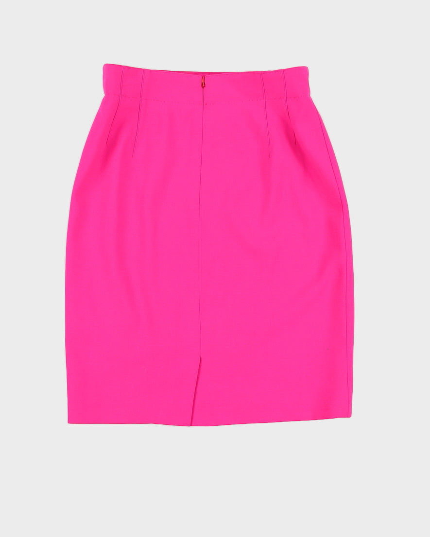 Vintage 90s Escada Hot Pink Wool Skirt - S/M