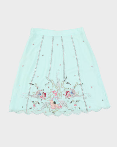 Vintage 00s Monsoon Sequin Silk Midi Skirt - L