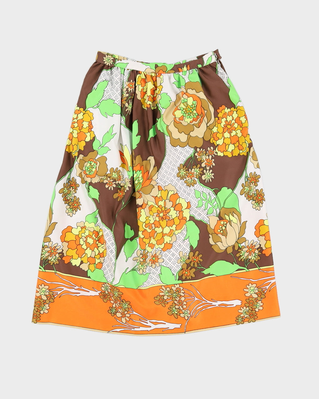 Vintage 70s Handmade Floral Skirt - XS