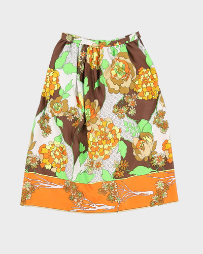 Vintage 70s Handmade Floral Skirt - XS