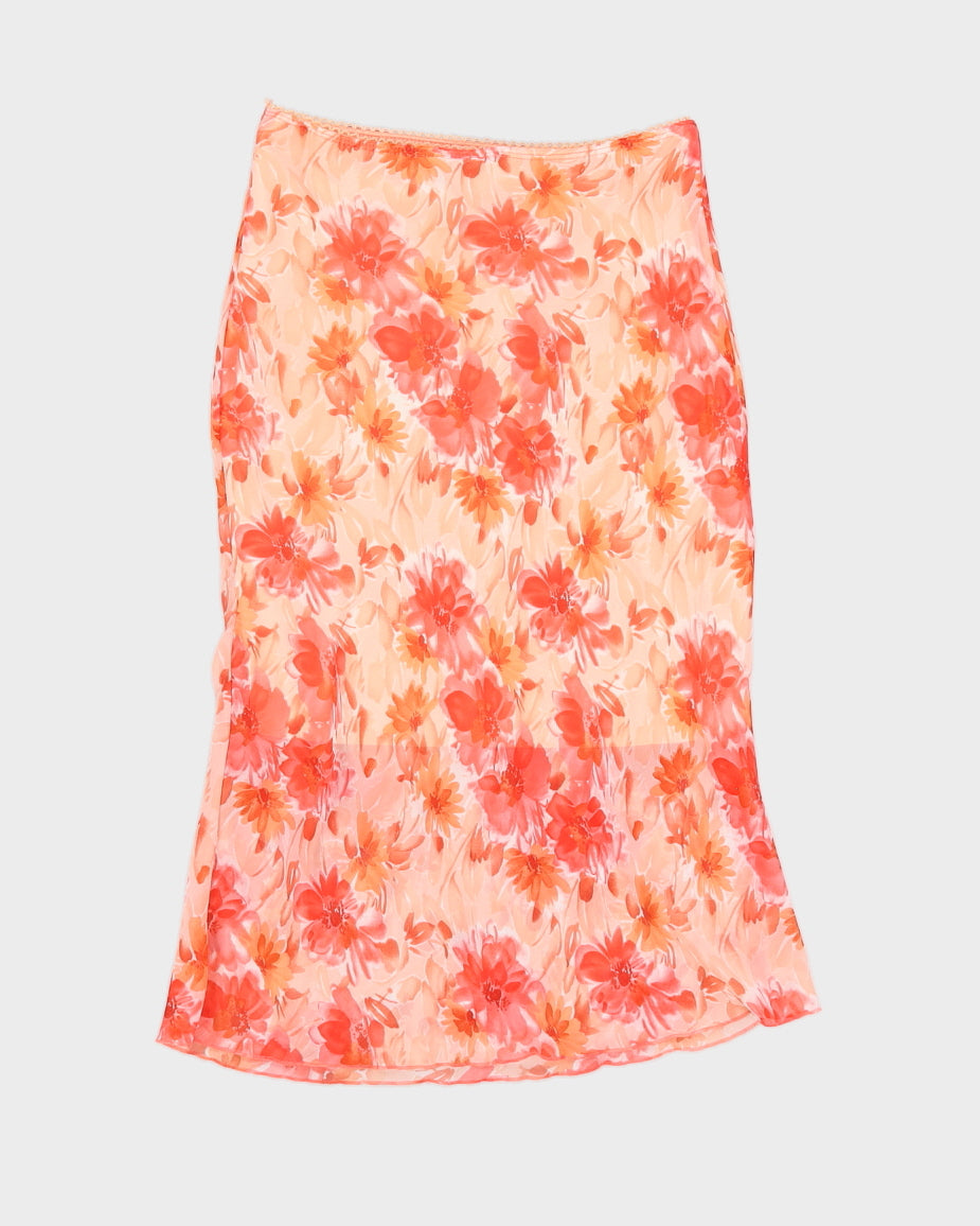 Y2K 00s Ambiance Pink Floral Midi Skirt - M