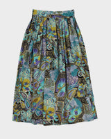 Vintage 90s Floral Pleated Midi Skirt - S
