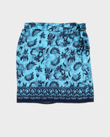 Blue Hawaiian Printed Wrap Skirt - O/S