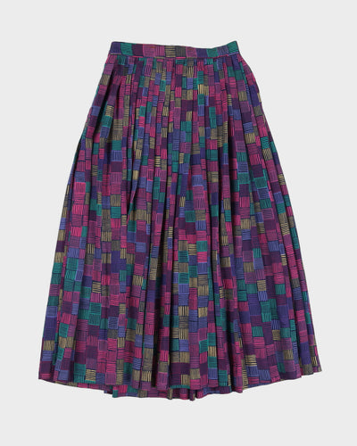 Vintage 80s Evan Picone Purple Stripe Checkerboard Skirt - S