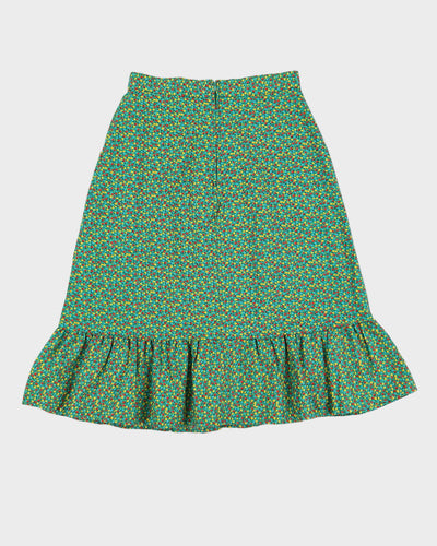 Green Floral Patterned Skirt - S