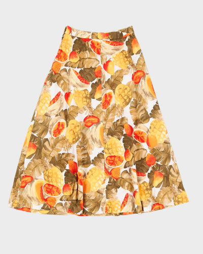 Orange Patterned A-Line Skirt - XS