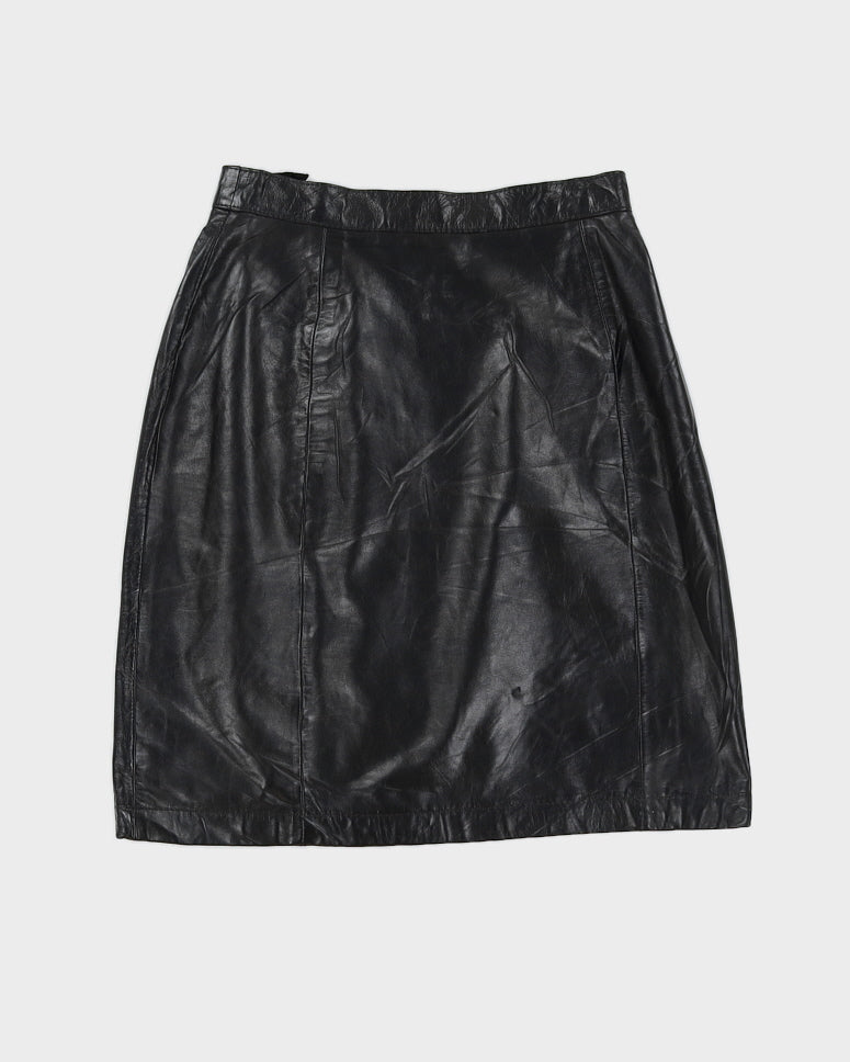 Vintage 70s Wilsons Black Leather Mini Skirt - XS/S