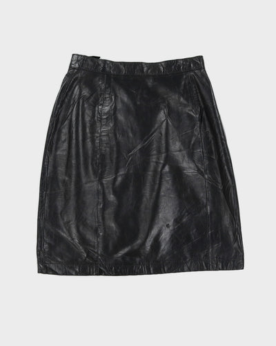 Vintage 70s Wilsons Black Leather Mini Skirt - XS/S
