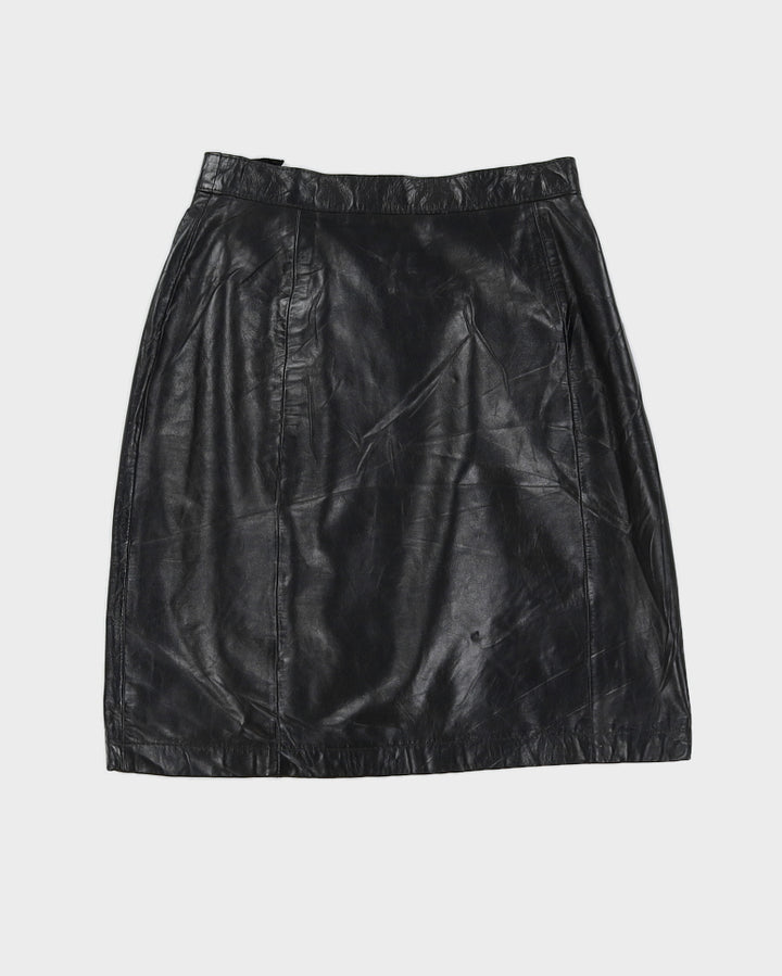 Vintage 70s Wilsons Black Leather Mini Skirt - XS/S