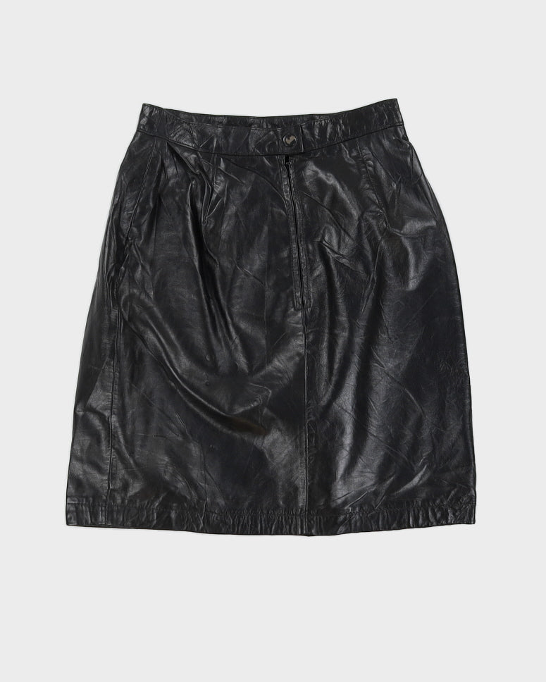 Vintage 70s Wilsons Black Leather Mini Skirt - XS/S