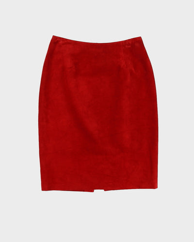 Vintage 90s Danier Red Suede Midi Skirt - M