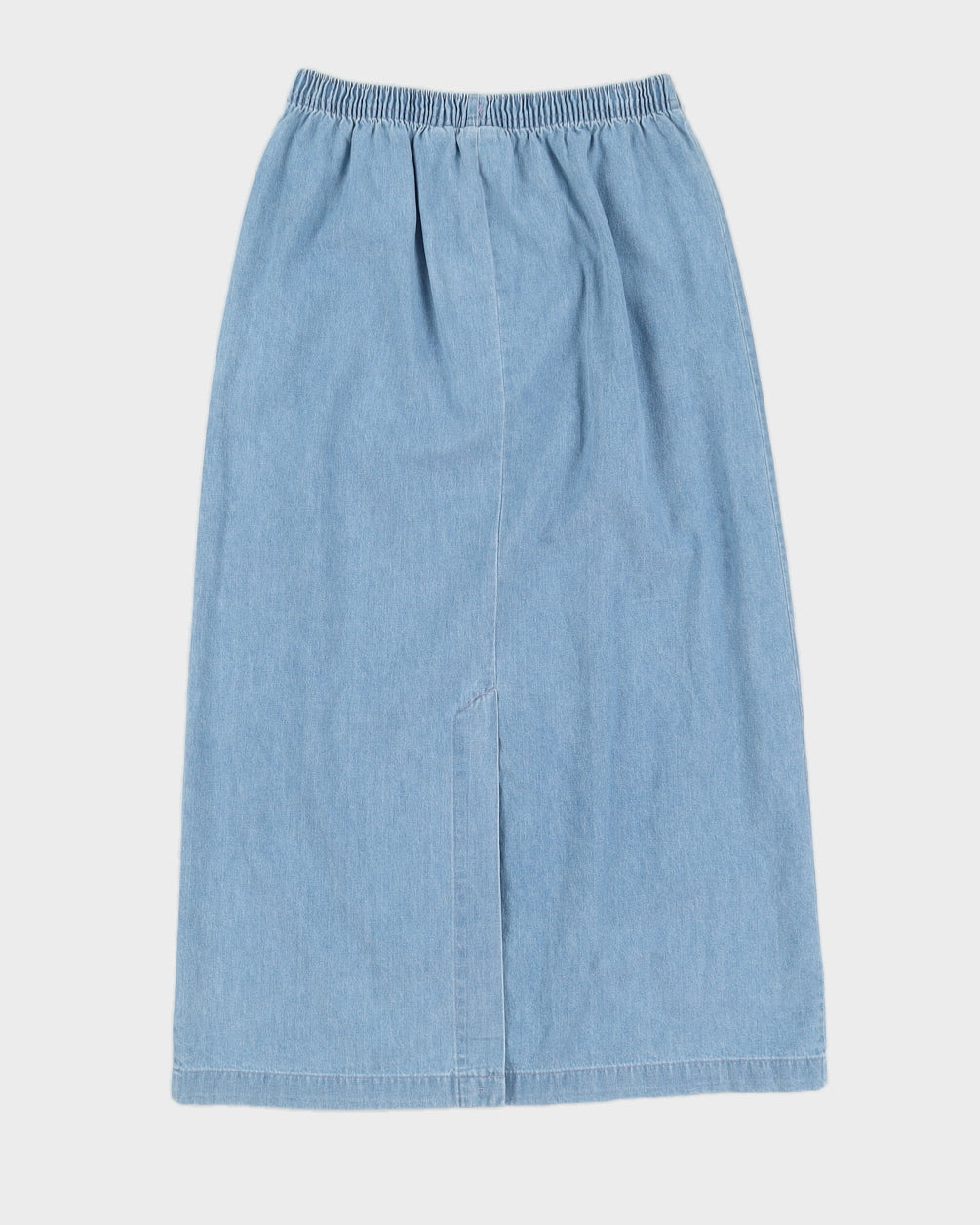 Vintage 90s Alia Sport Denim Midi Skirt With Floral Embroidery - S