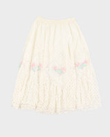 Vintage 90s Jolie Jimme Cream Lace Midi Skirt - M