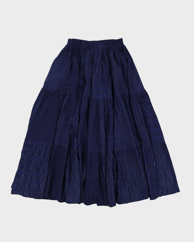 Vintage 90s Oxford Navy Panelled Hippy Skirt - S