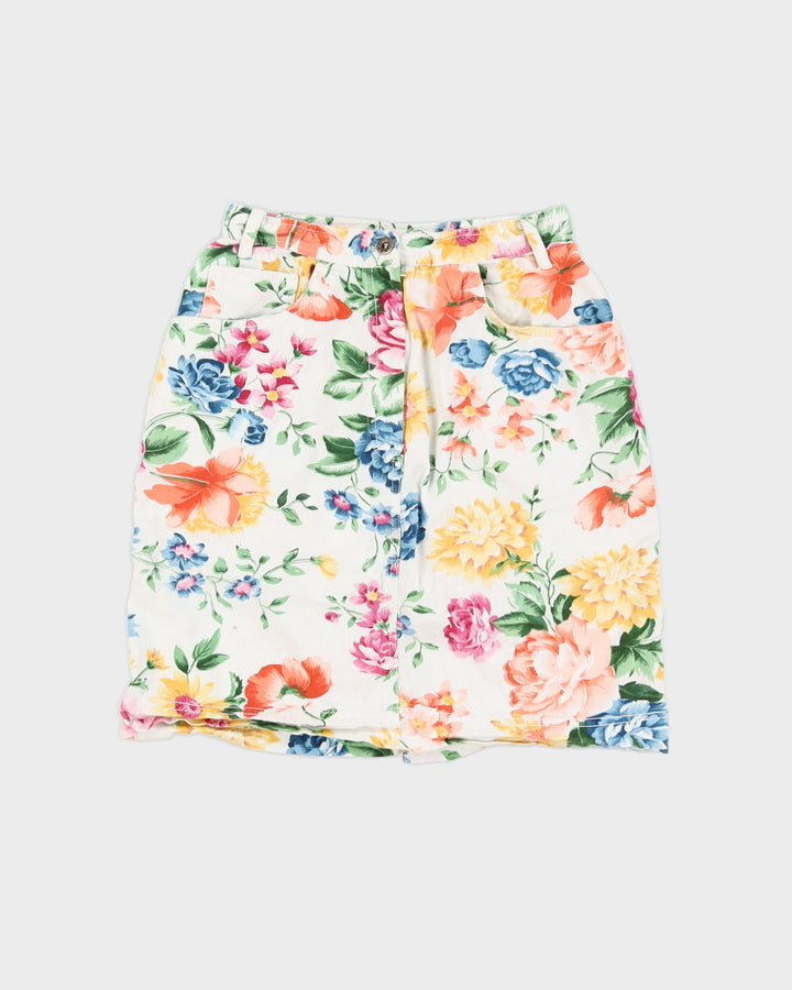 Vintage 90s Express Floral Mini Skirt - S/M