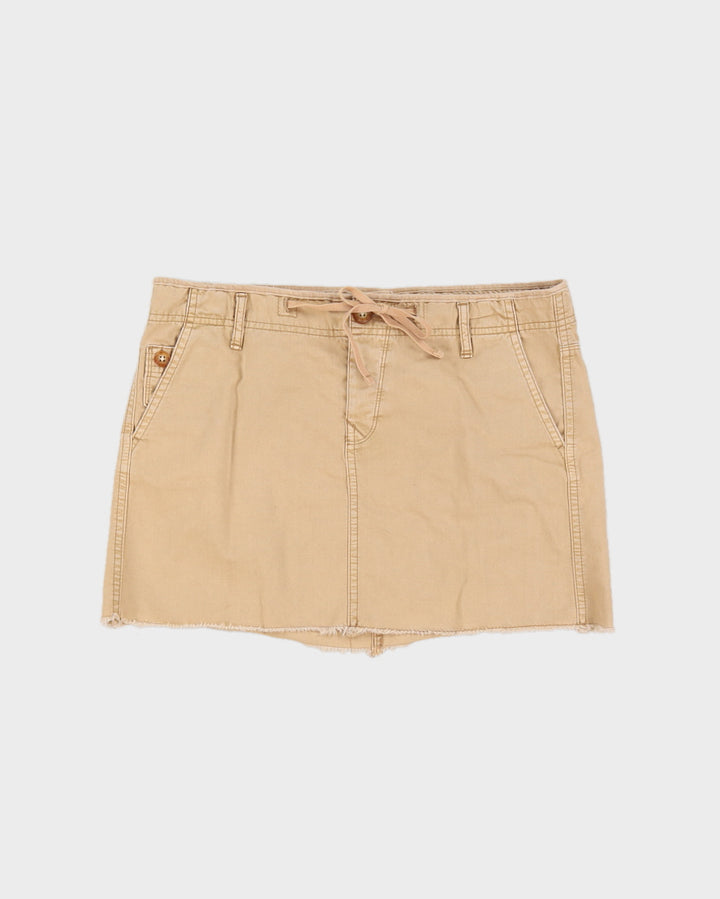 Y2K 00s Beige Cargo Mini Skirt With Raw Hem - M/L