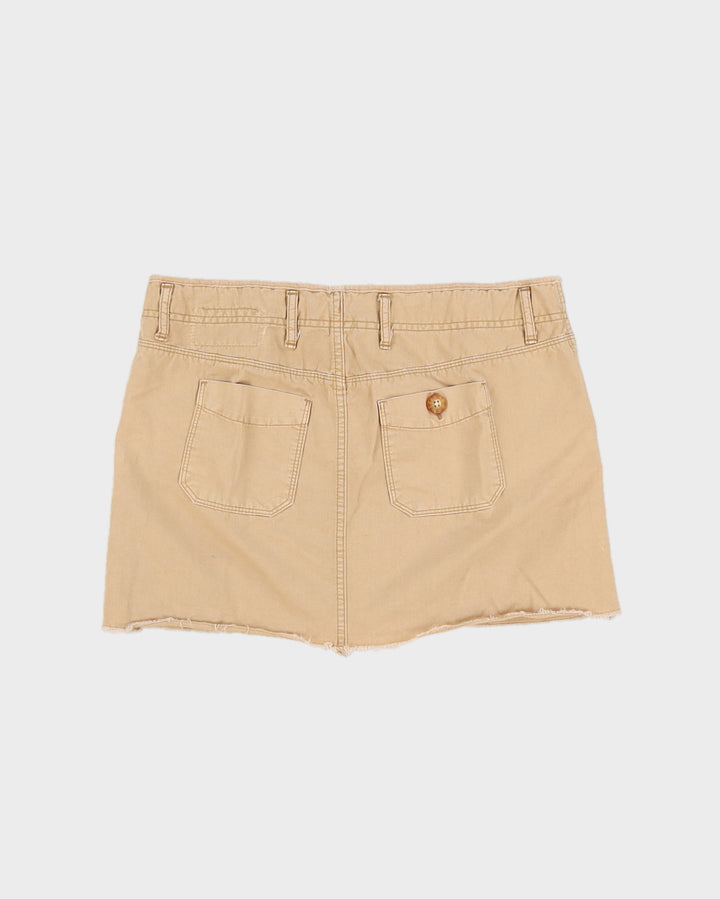 Y2K 00s Beige Cargo Mini Skirt With Raw Hem - M/L