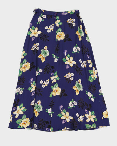 Blue Floral Midi Pencil Skirt - S