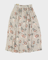 Grey Floral Pleated Midi Skirt - S