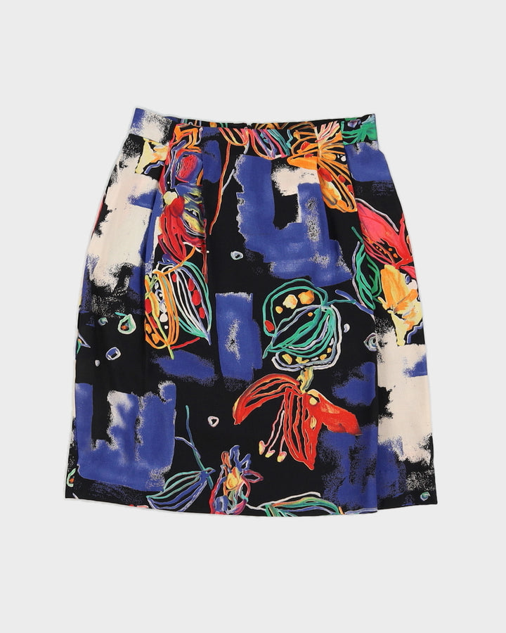 Black And Blue Patterned Mini Skirt - XS