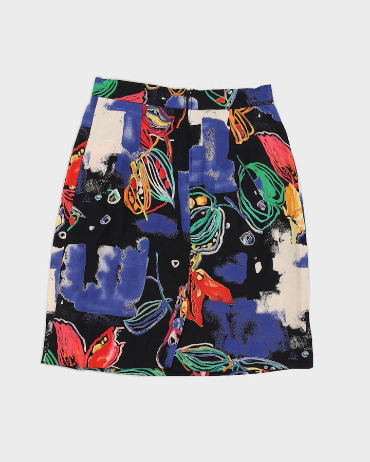 Black And Blue Patterned Mini Skirt - XS