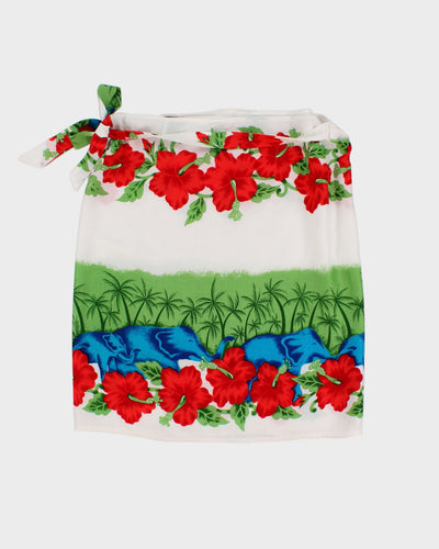 White Floral Beach Wrap Skirt - Adjustable