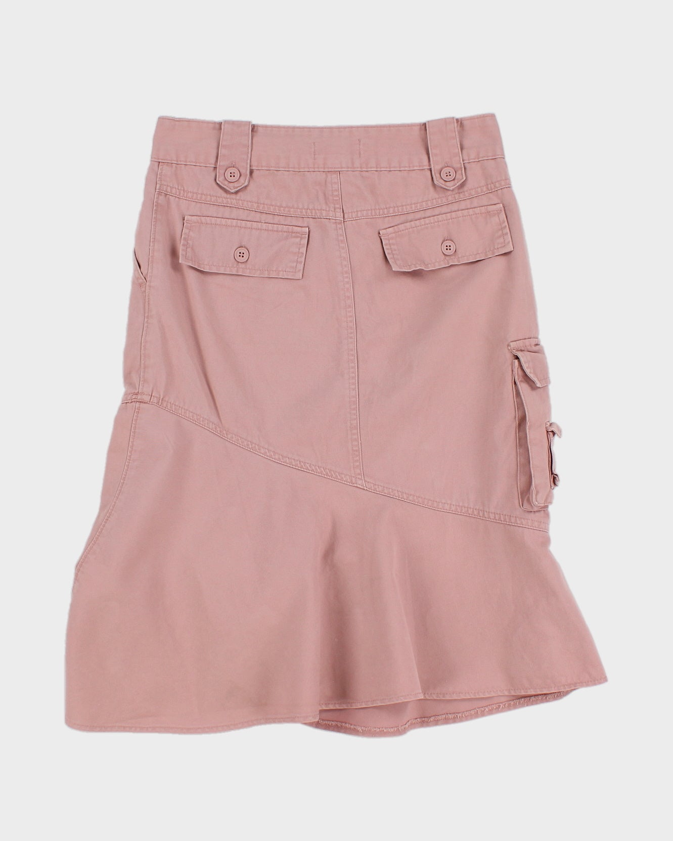 Y2K Pink Denim Ruched Midi Skirt - S