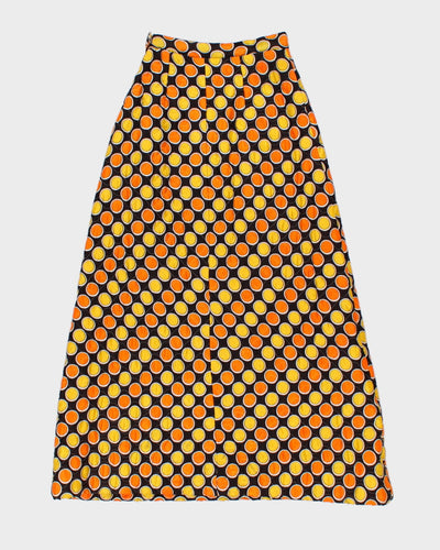 Vintage Circular Print Handmade Midi Skirt - XS