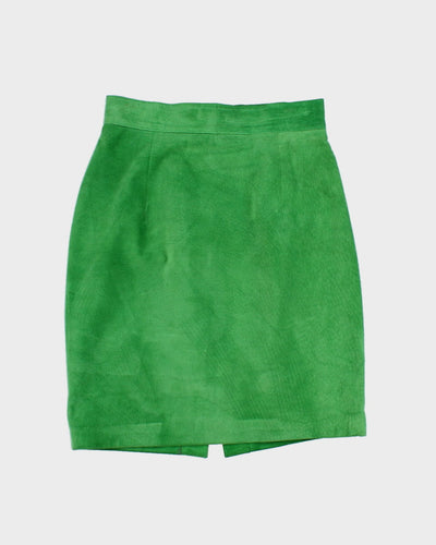 Vintage 80's Green Leather Skirt - XS