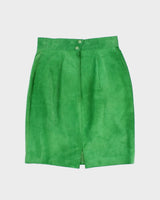 Vintage 80's Green Leather Skirt - XS