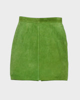Vintage 80's Lime Leather Skirt - W:37