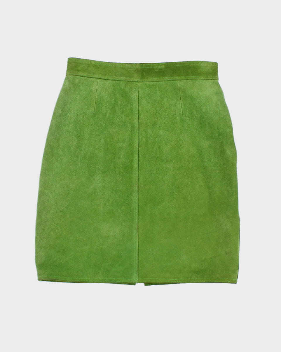 Vintage 80's Lime Leather Skirt - W:37