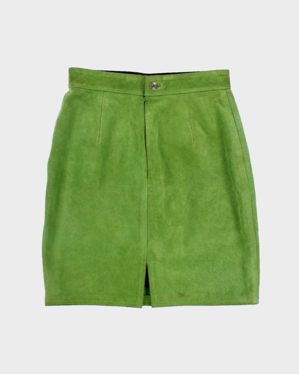 Vintage 80's Lime Leather Skirt - W:37