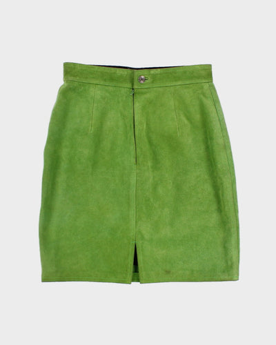 Vintage 80's Lime Leather Skirt - W:37