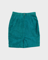 Vintage 80's Turquoise Leather Skirt - W:37