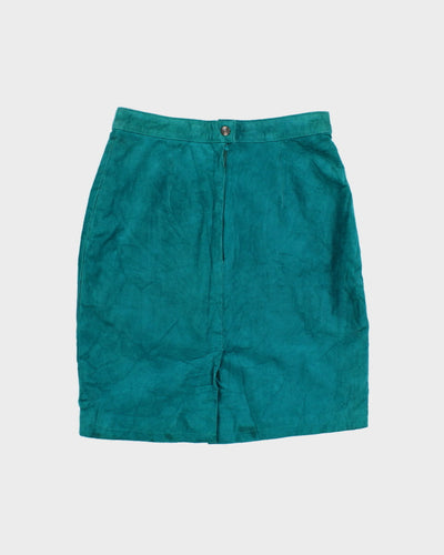 Vintage 80's Turquoise Leather Skirt - W:37