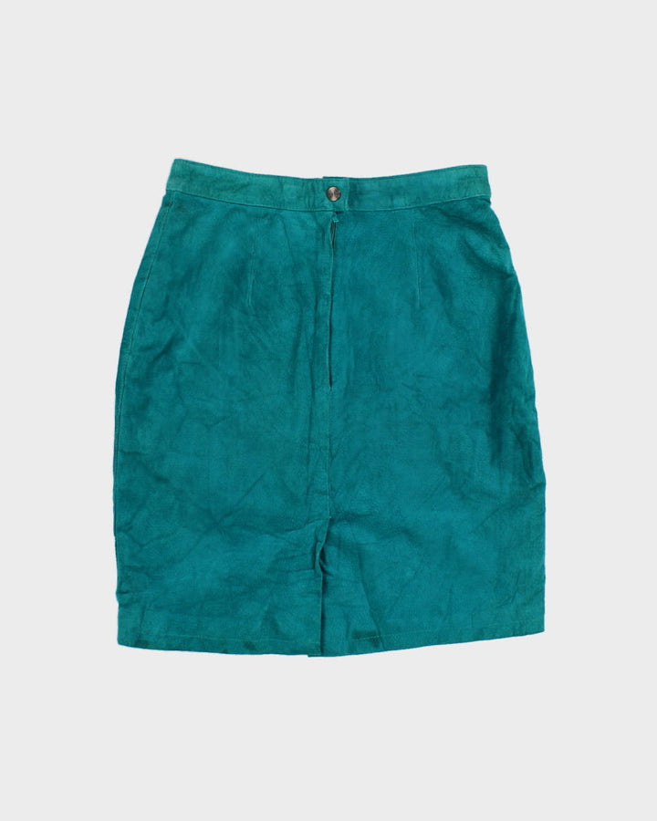 Vintage 80's Turquoise Leather Skirt - W:37