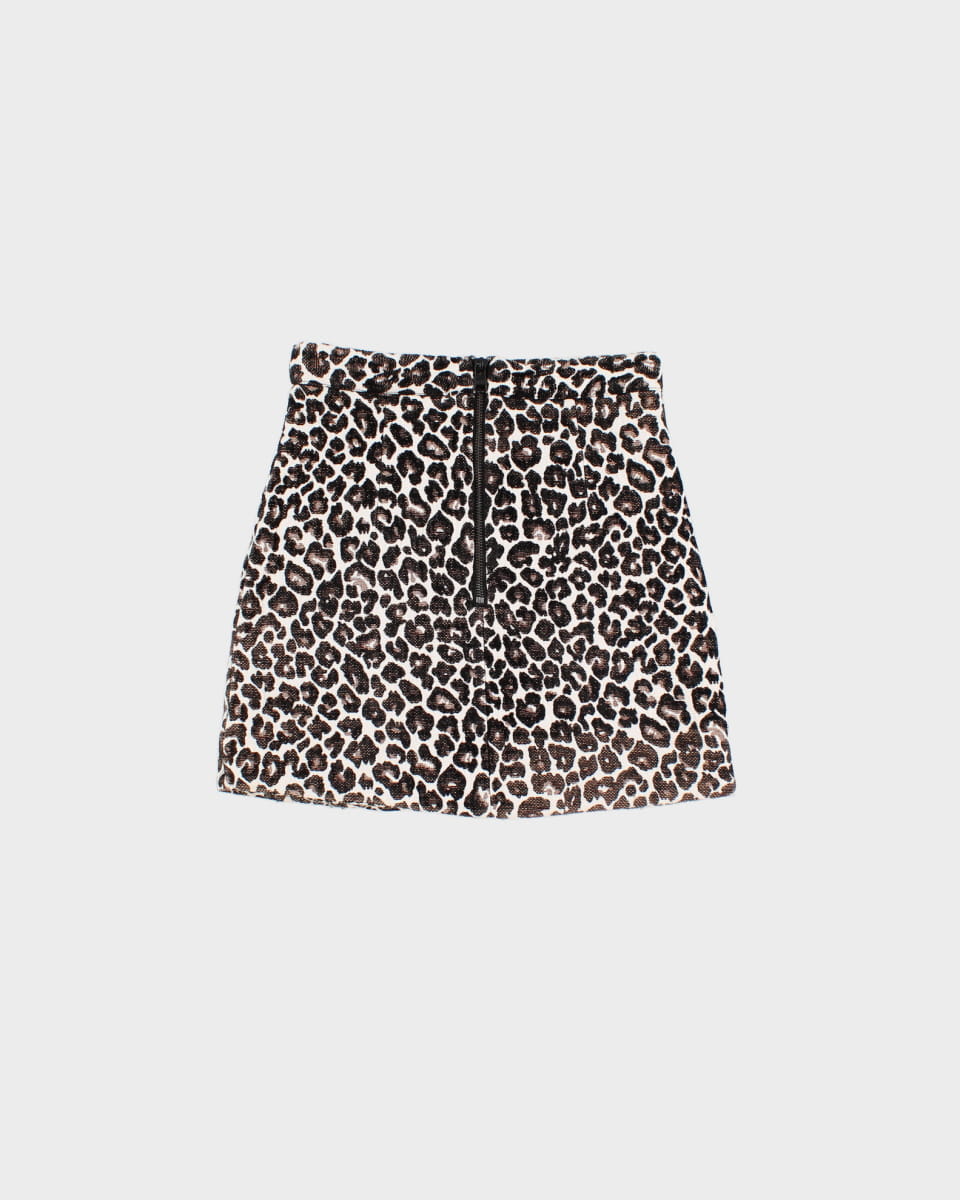Chico's Black Label Skirt Faux Suede Leopard Print Wo… - Gem