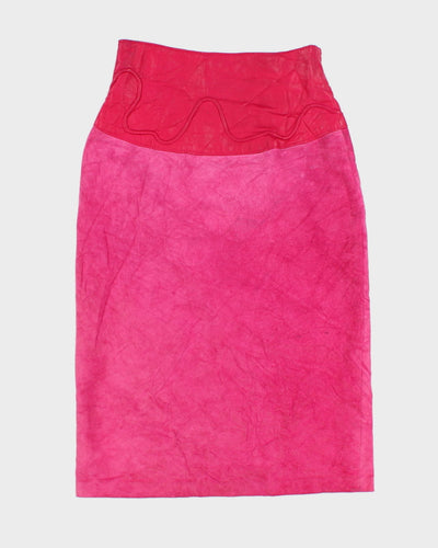 80's Leather Suede Hot Pink Pencil Skirt - W24