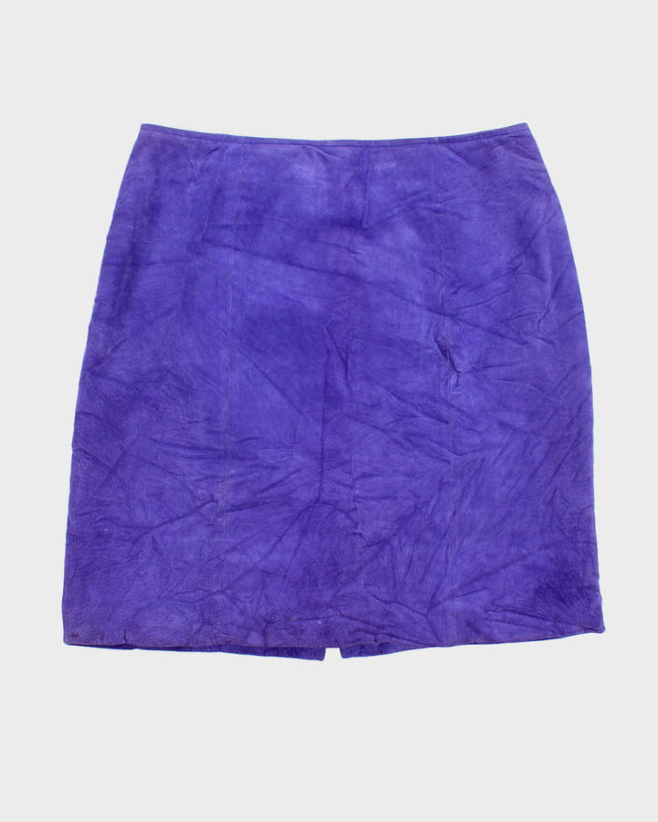 80's Leather Suede Indigo Pencil Skirt - W30