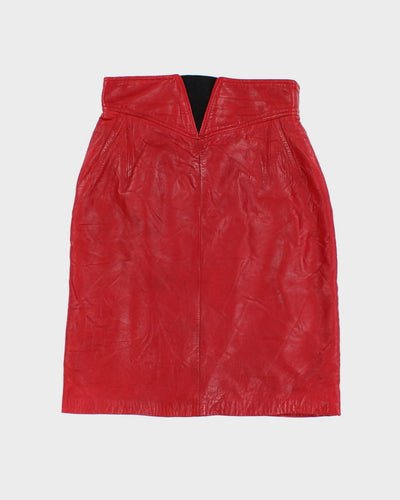 80's Leather Red Hot Pencil Skirt - W28